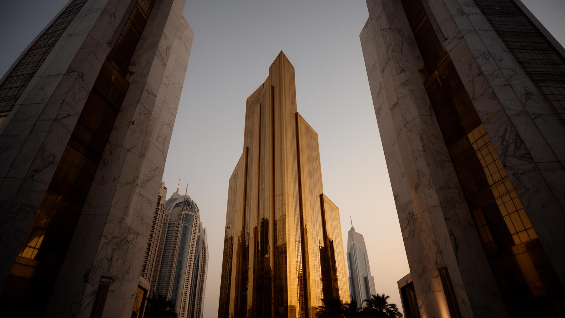 Abu Dhabi skyline at dusk